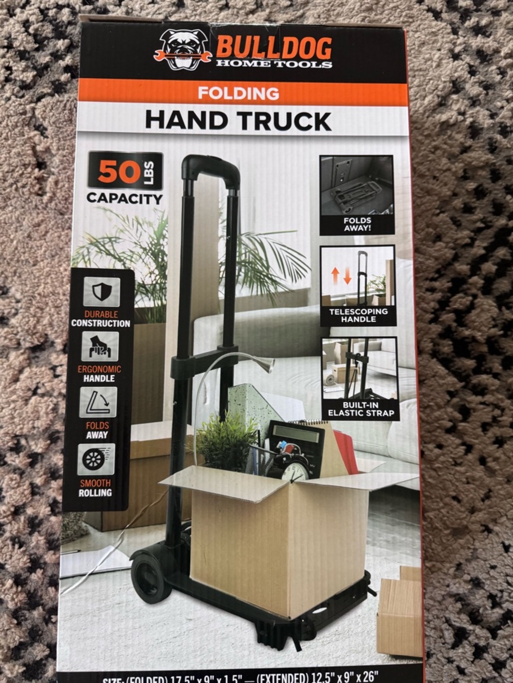 NEW in Box Bulldog folding hand trunk hold up to 50lbs